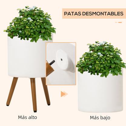 Outsunny Conjunto De 2 Macetas Para Plantas Magnesia Ø31x55 Cm Ø26x47 Cm Blanco_5
