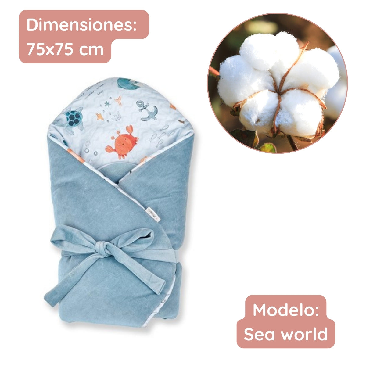 Saco Capazo Bebé Velour Sea World_2