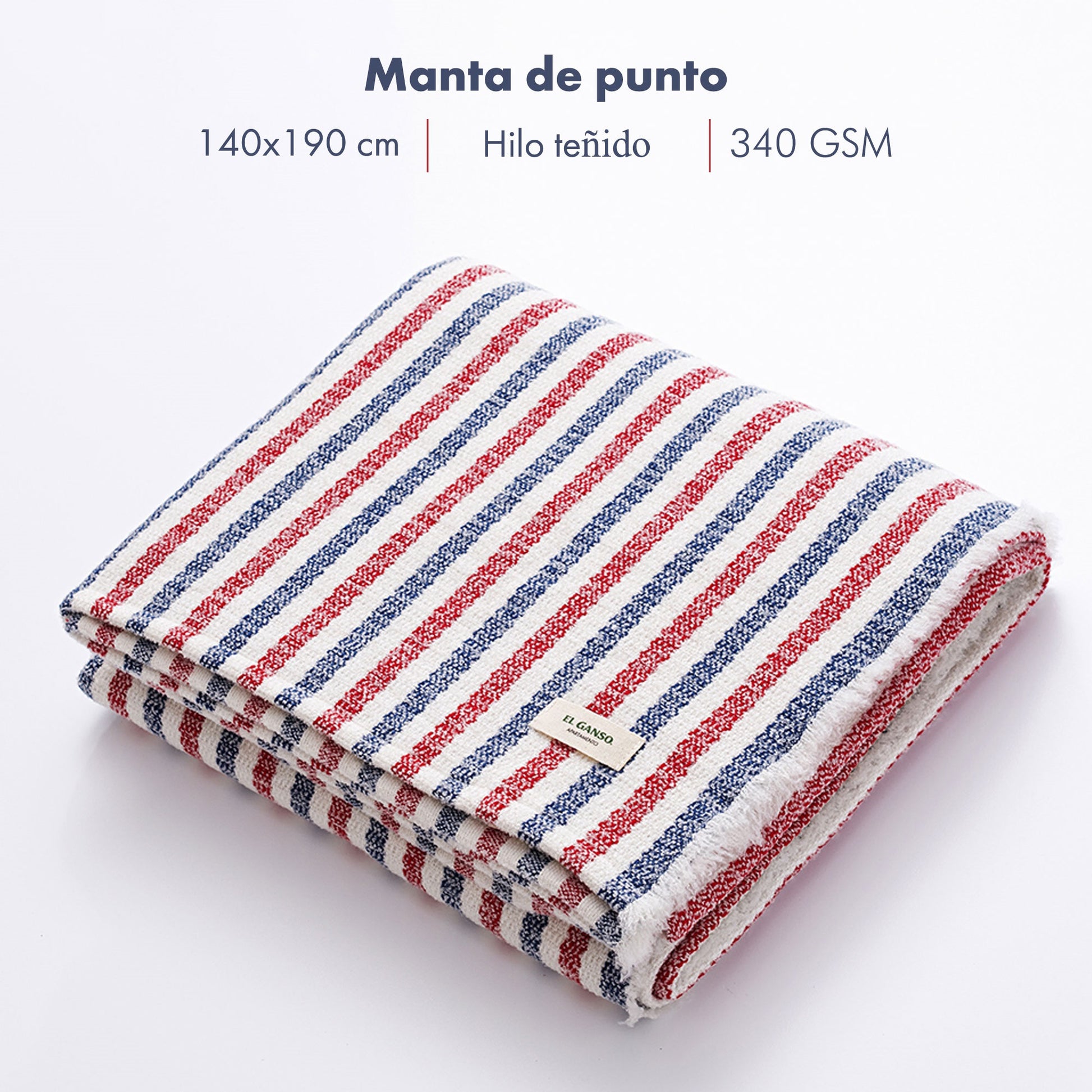 Manta De Punto 140x190cm Acrílico 340gr En Hilo Teñido Cuadros El Ganso_1