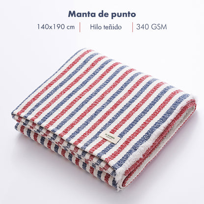 Manta De Punto 140x190cm Acrílico 340gr En Hilo Teñido Cuadros El Ganso_1