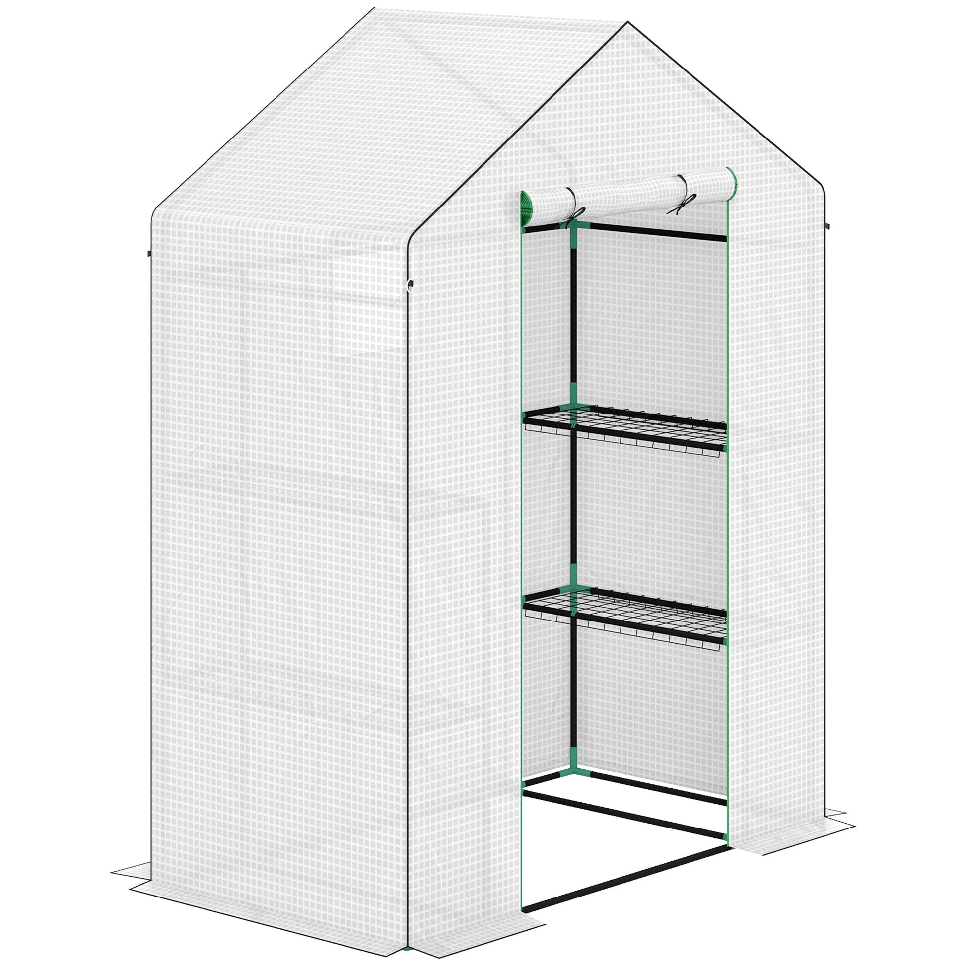 Outsunny Invernadero De Exterior Con 6 Estantes Puerta Enrollable 143x74x190 Cm_0