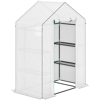 Outsunny Invernadero De Exterior Con 6 Estantes Puerta Enrollable 143x74x190 Cm_0