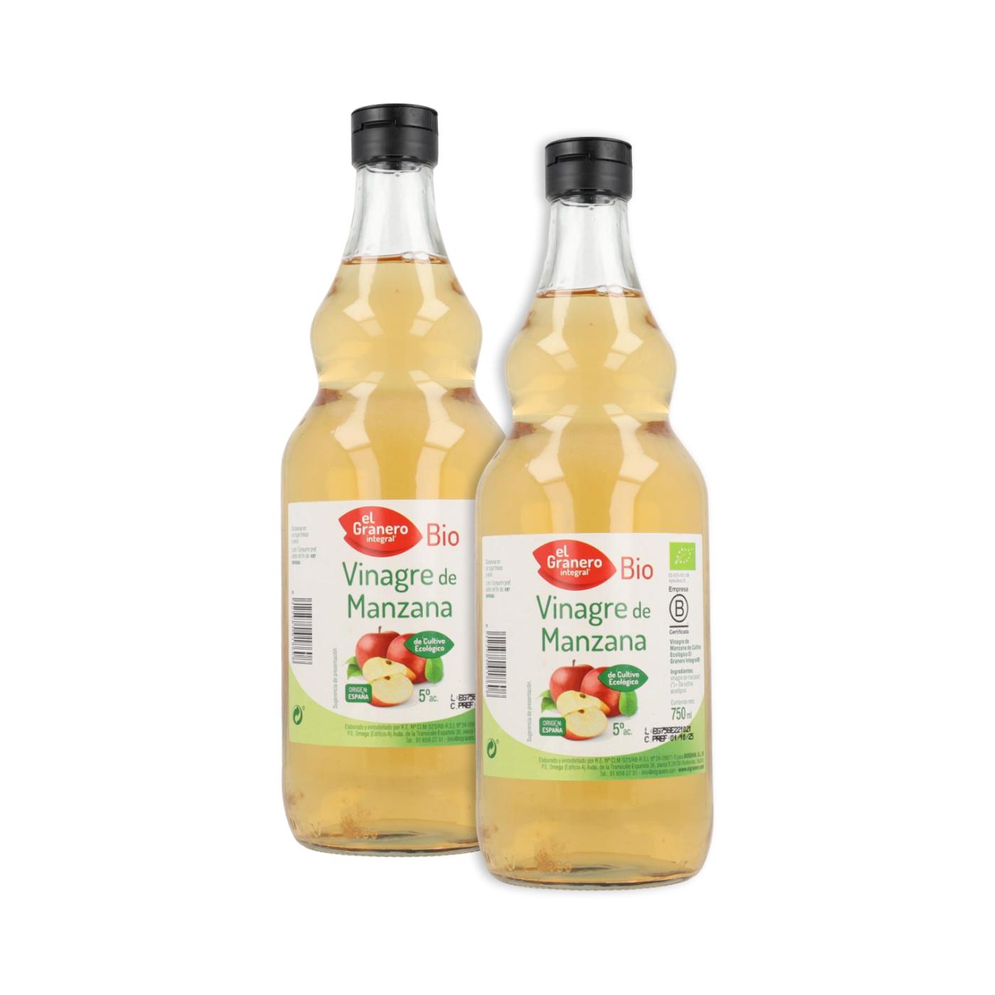 Embalagem de 2 Vinagre de Maçã Biológica El Granero 750 ml