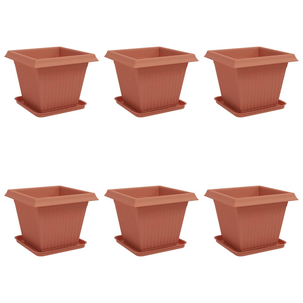 Macetas 6 Uds. Rojo Ladrillo Plástico_0