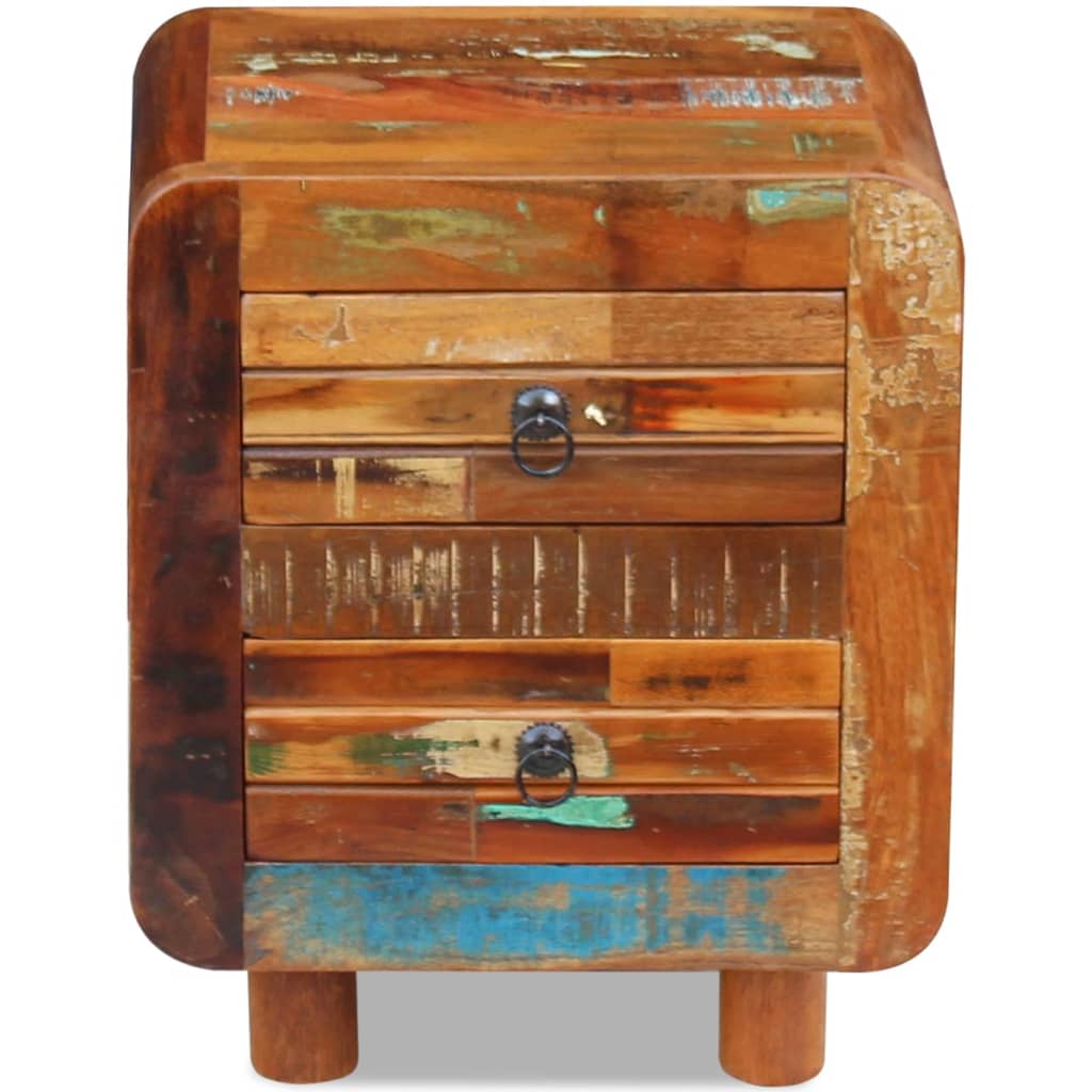 Mesita De Noche De Madera Maciza Reciclada 43x33x51 Cm_1