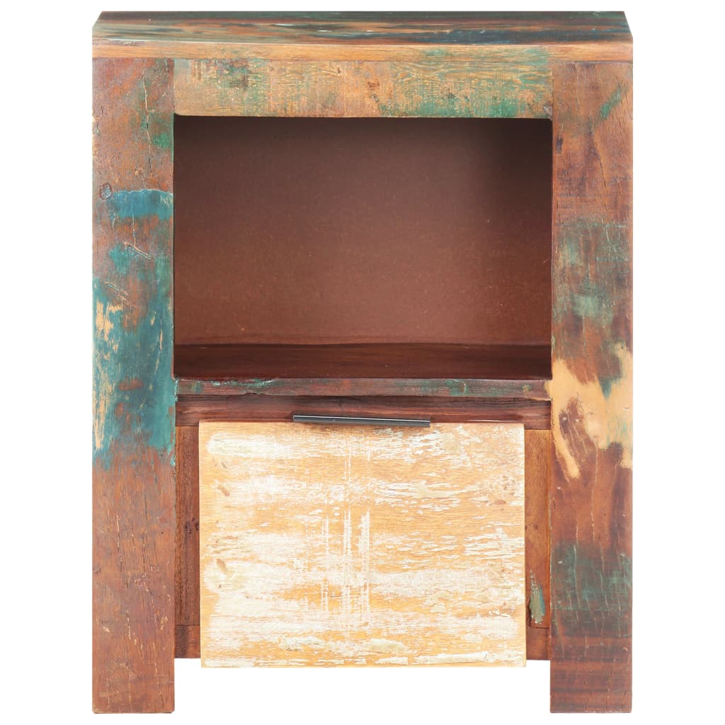 Mesita De Noche De Madera Maciza Reciclada 40x30x50 Cm_0