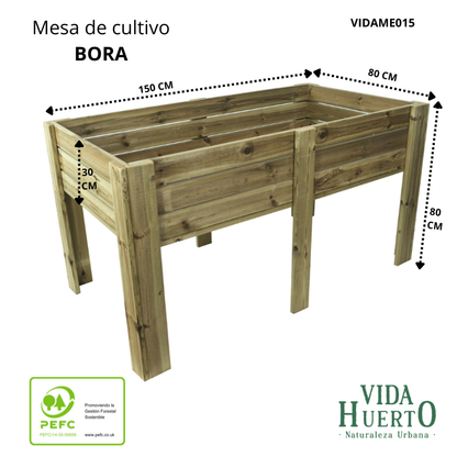 Mesa De Cultivo Bora Profunda 30cm Vidahuerto 150x80x80 Cm._3