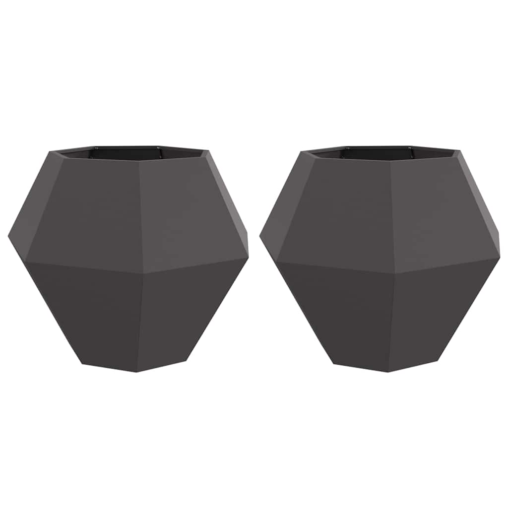 Jardinera 2 Uds. Negro 100 X 100 X 80 Cm Acero_0