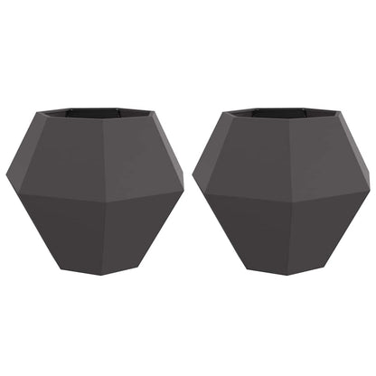 Jardinera 2 Pcs Negro 100 X 100 X 80 Cm Acero_0