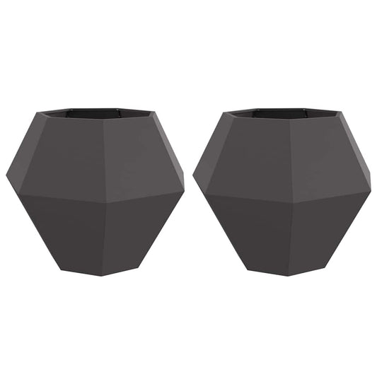 Jardinera 2 Uds. Negro 100 X 100 X 80 Cm Acero_0