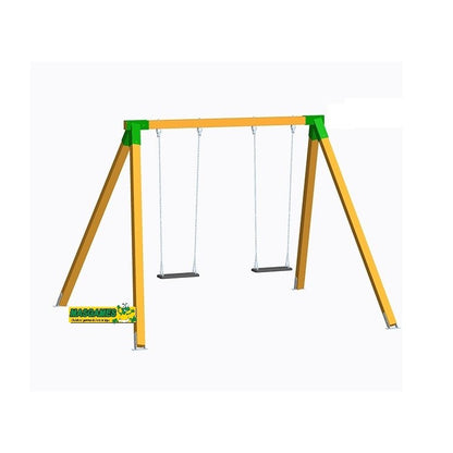 Columpio Doble De Madera Masgames Vega (asientos Mixtos) Superficie De Arena, Tierra O Cesped._2