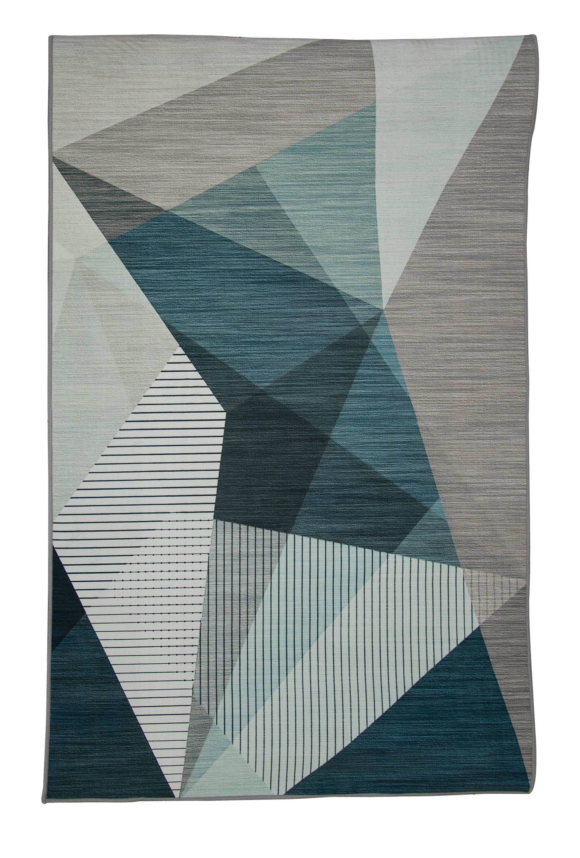 Alfombra Salón, Dormitorio Rayas Azul Terciopelo Pelo Suave Patrones Geométricos 80x120cm- Decoración- Mobiliario Hogar_0