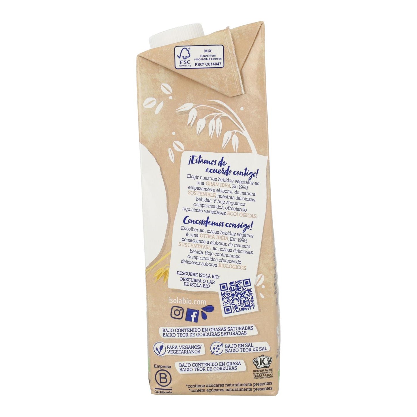 Bebida de Aveia BIO sem glúten Isola Bio 1 L
