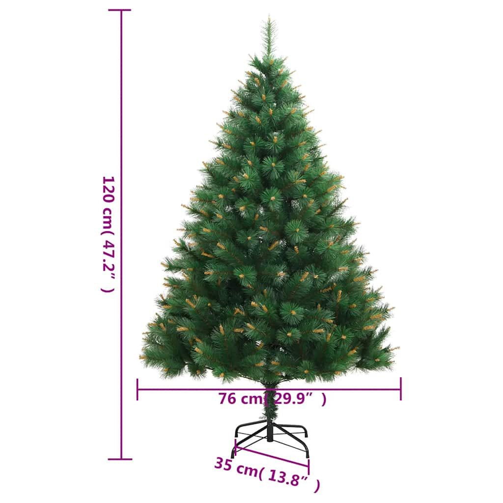 Vidaxl Árbol Navidad Artificial Con Bisagras 150 Led Y Bolas 120 Cm_2