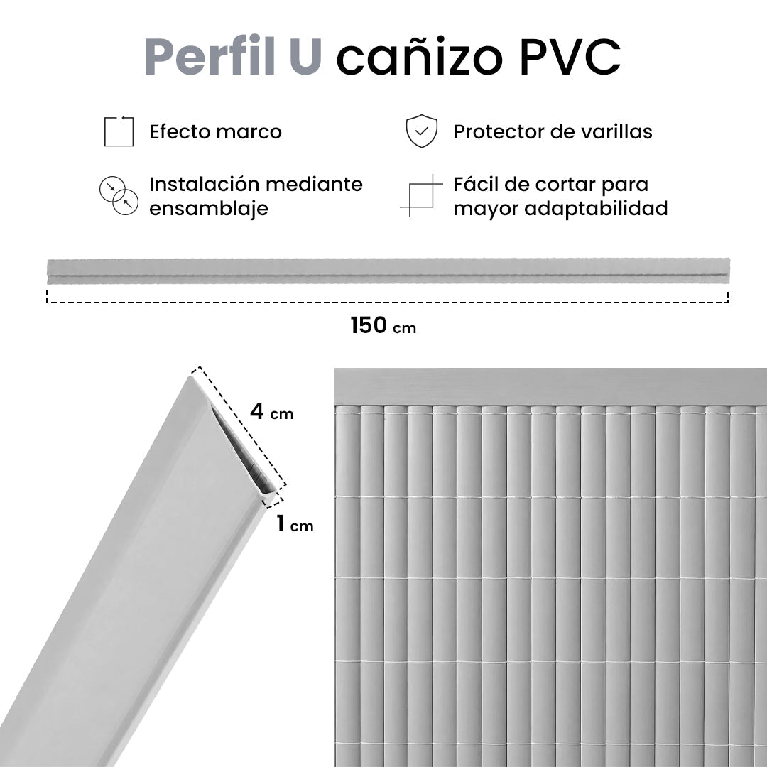 Perfil Remate «u» Cañizo Pvc Piedra - Estética Y Resistencia Unico / Multicolor_4