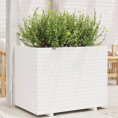 Jardinera De Madera Maciza De Pino Blanca 90x60x72 Cm_1