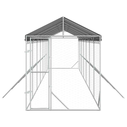 Perrera De Exterior Con Toldo Acero Galvanizado Plata 2x14x2,5m_3