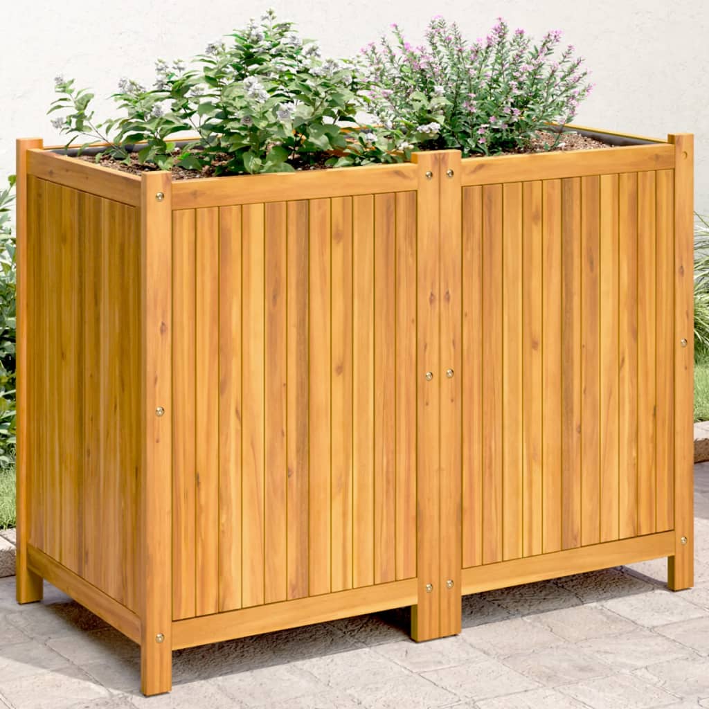 Jardinera Con Forro Madera Maciza De Acacia 100x50x75 Cm_1