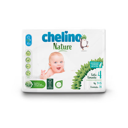 Chelino Nature Fraldas T4 9-15 kg 34 unidades