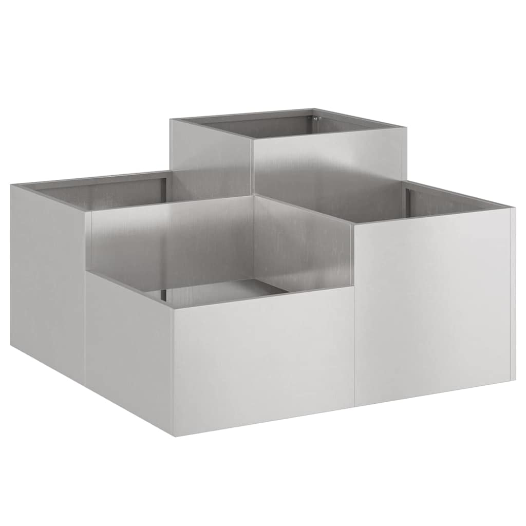 Maceta Para Jardín Plateado 100 X 100 X 48 Cm Acero Inoxidable_0