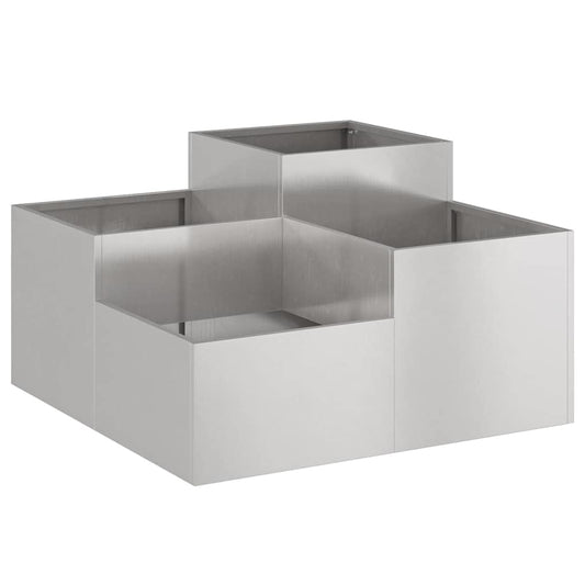 Maceta Para Jardín Plateado 100 X 100 X 48 Cm Acero Inoxidable_0