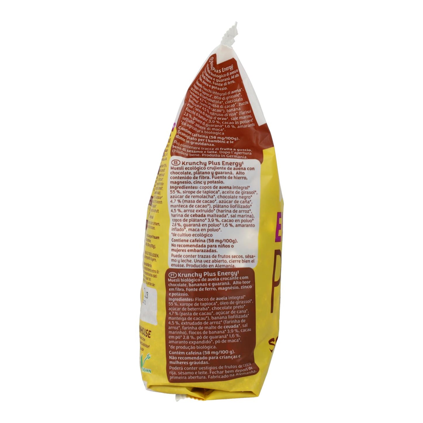 Muesli Krunchy Energy Plus com Chocolate, Banana e Guaraná BIO Barnhouse 325 gr