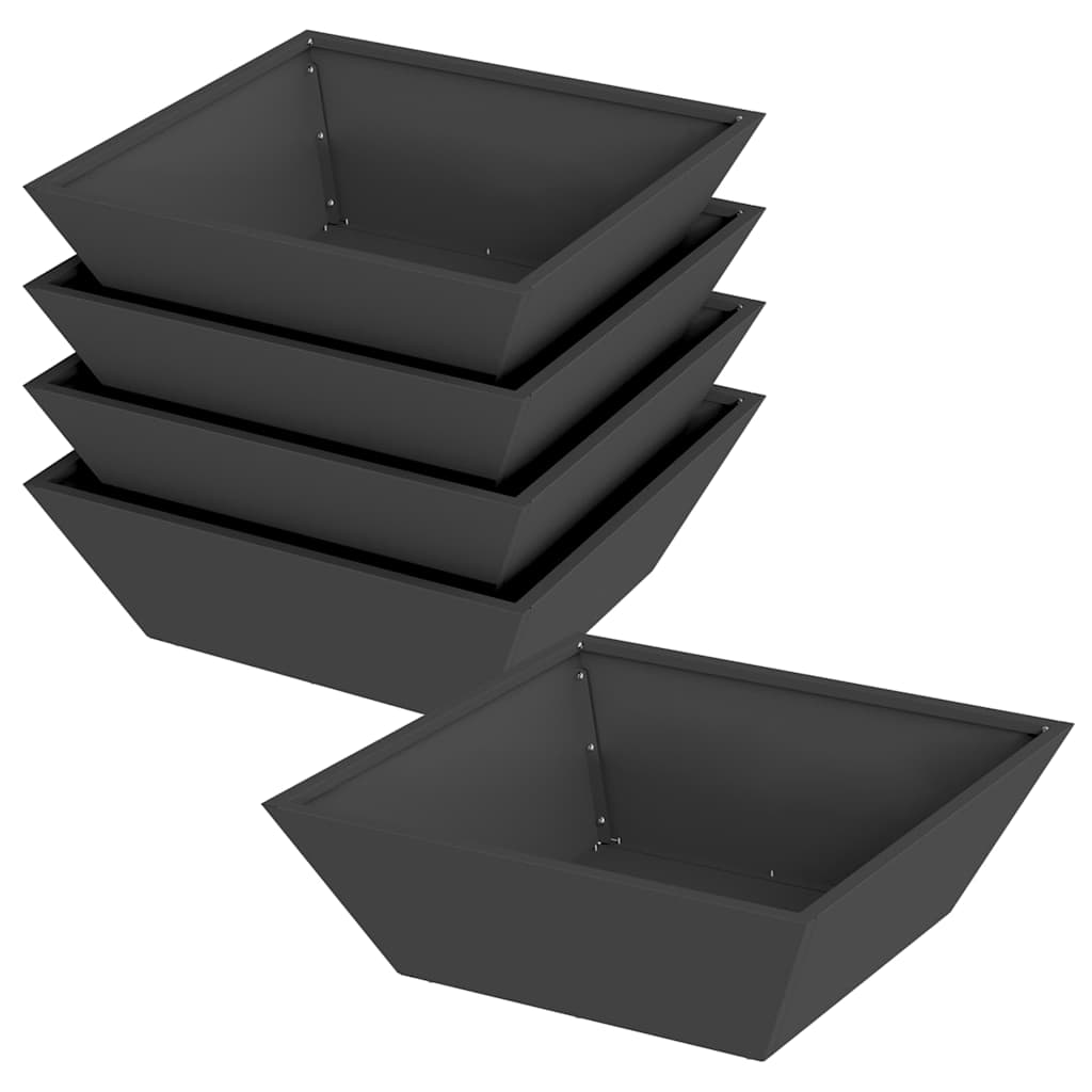 Maceta Para Jardín 5 Pcs Negro 50 X 50 X 15 Cm_0
