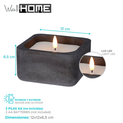 Well Home Vela Led Formato Cuadrado Color Negro 12x12x6,5cm_1