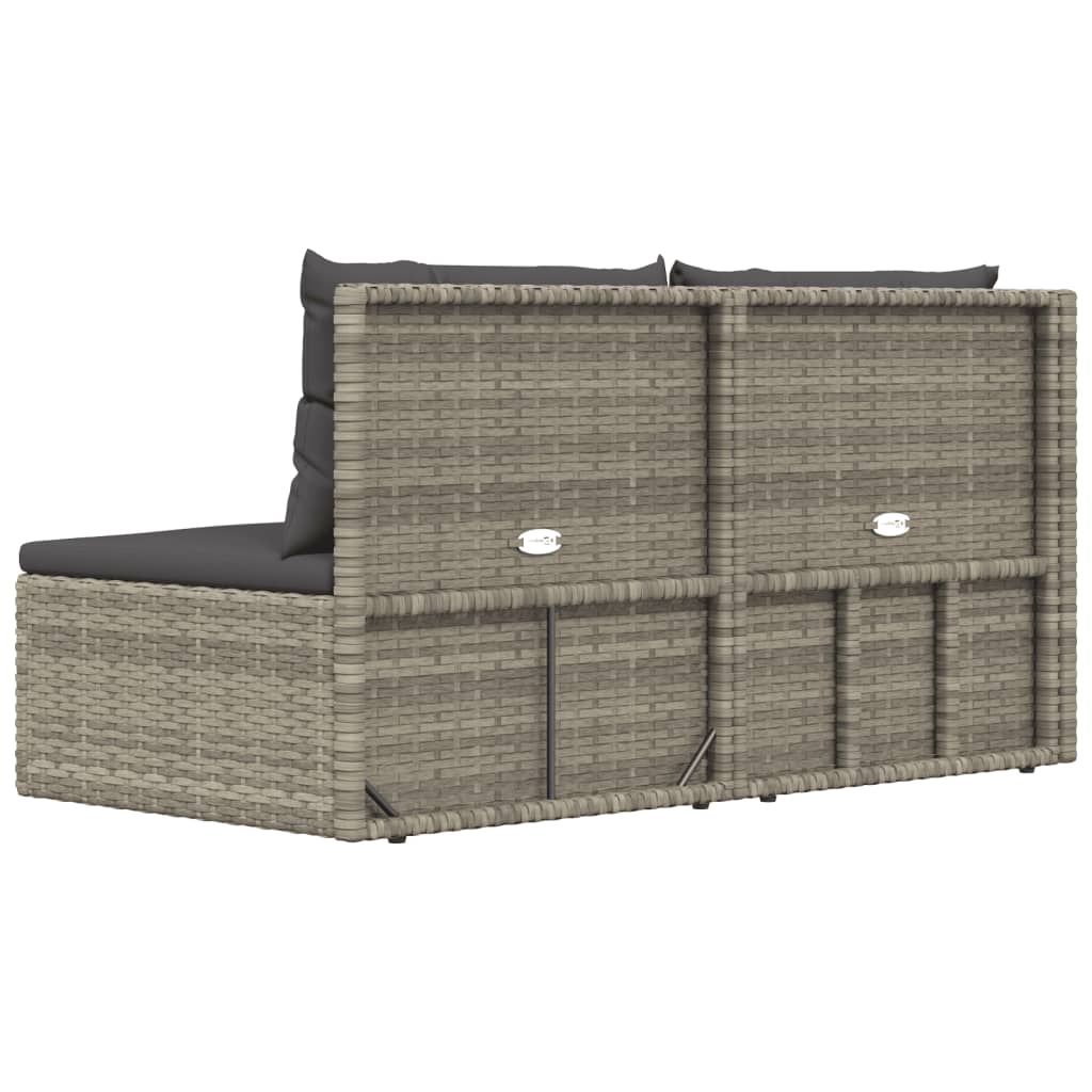 Vidaxl Set De Muebles De Jardín 2 Pzas Cojines Ratán Sintético Gris_5