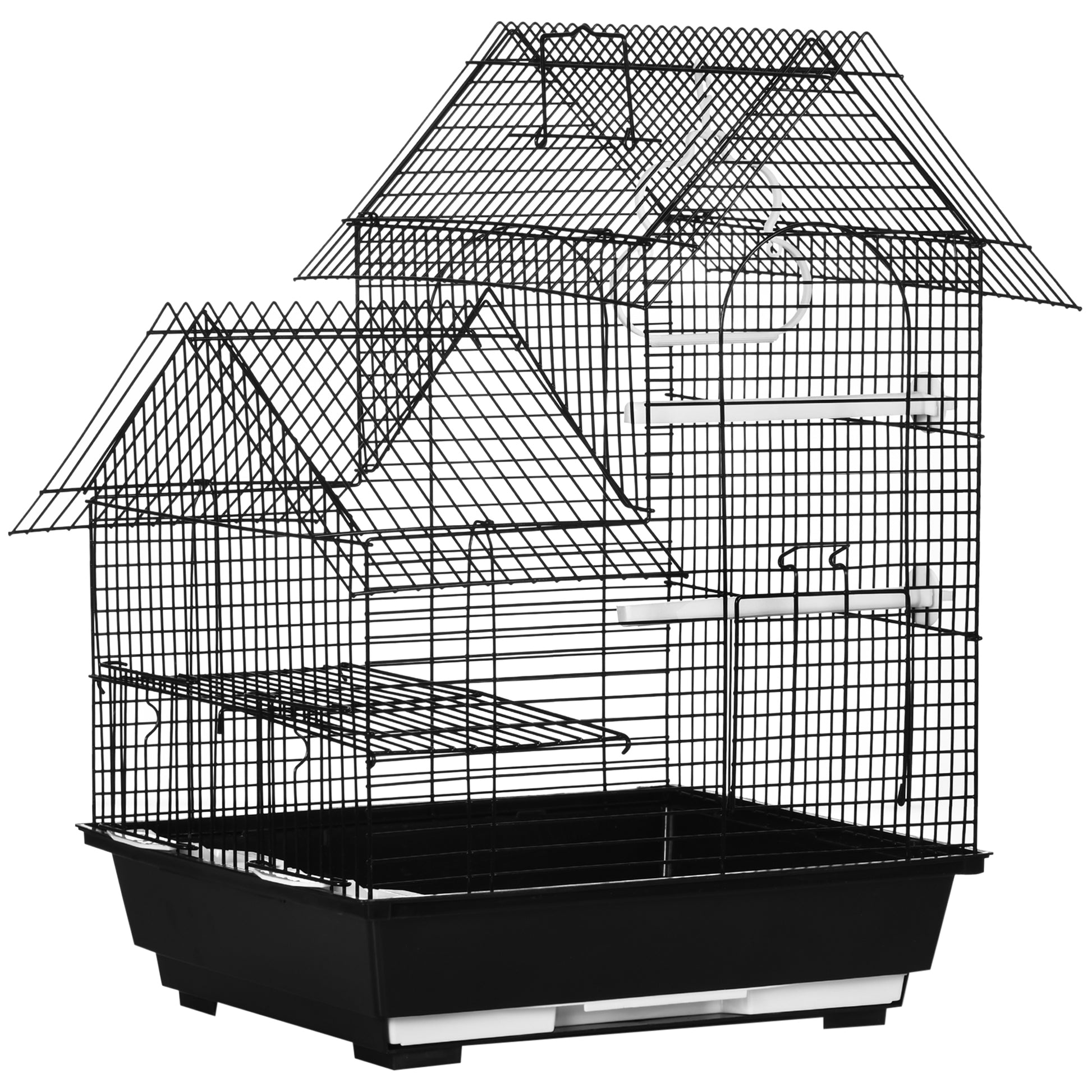 Pawhut Jaula Para Pájaros 39x33x47cm Con 3 Puertas 2 Comederos 2 Perchas Bandeja_0