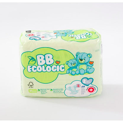Fraldas ecológicas BBECOLOGIC tamanho 2 mini, 32 unidades