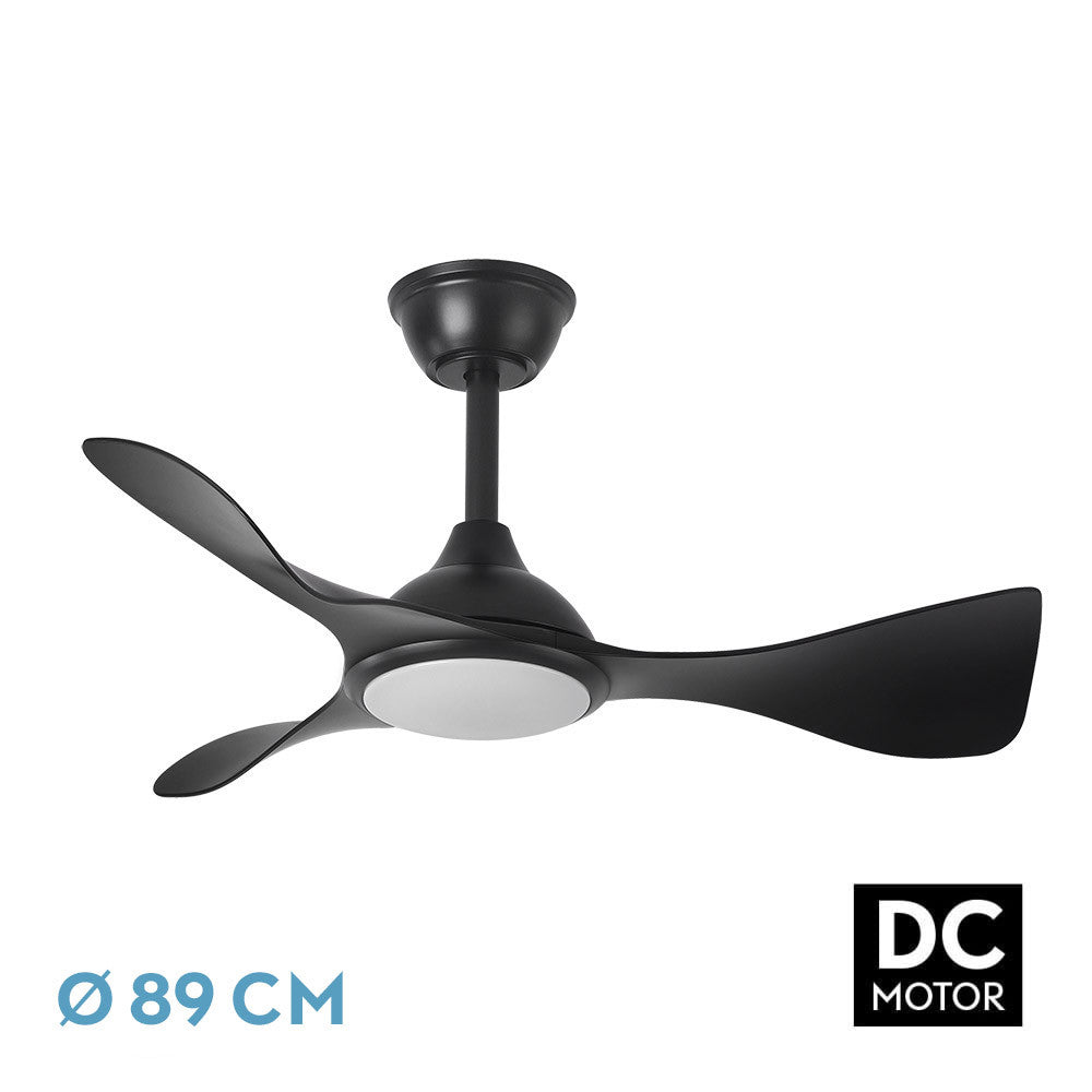 Ventilador Dc Caiman 36w 3600lm Negro 89d 3aspas 6vel 3000-4500-6500k Remoto+reg.intensidad+memoria+temporizador_0
