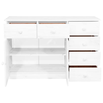 Aparador 6 Cajones Madera Maciza De Pino Blanco 113x35x73 Cm_3