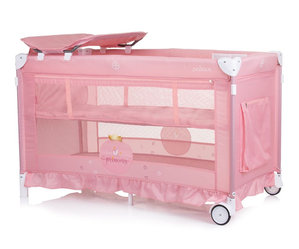 Cuna De Viaje Con Dosel Y Cambiador Palace Princess Pink New_3