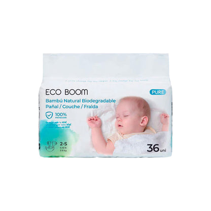 Fralda de Bambu Pure Premium ECO BOOM T2/S (3 a 8 kg) 36 unidades