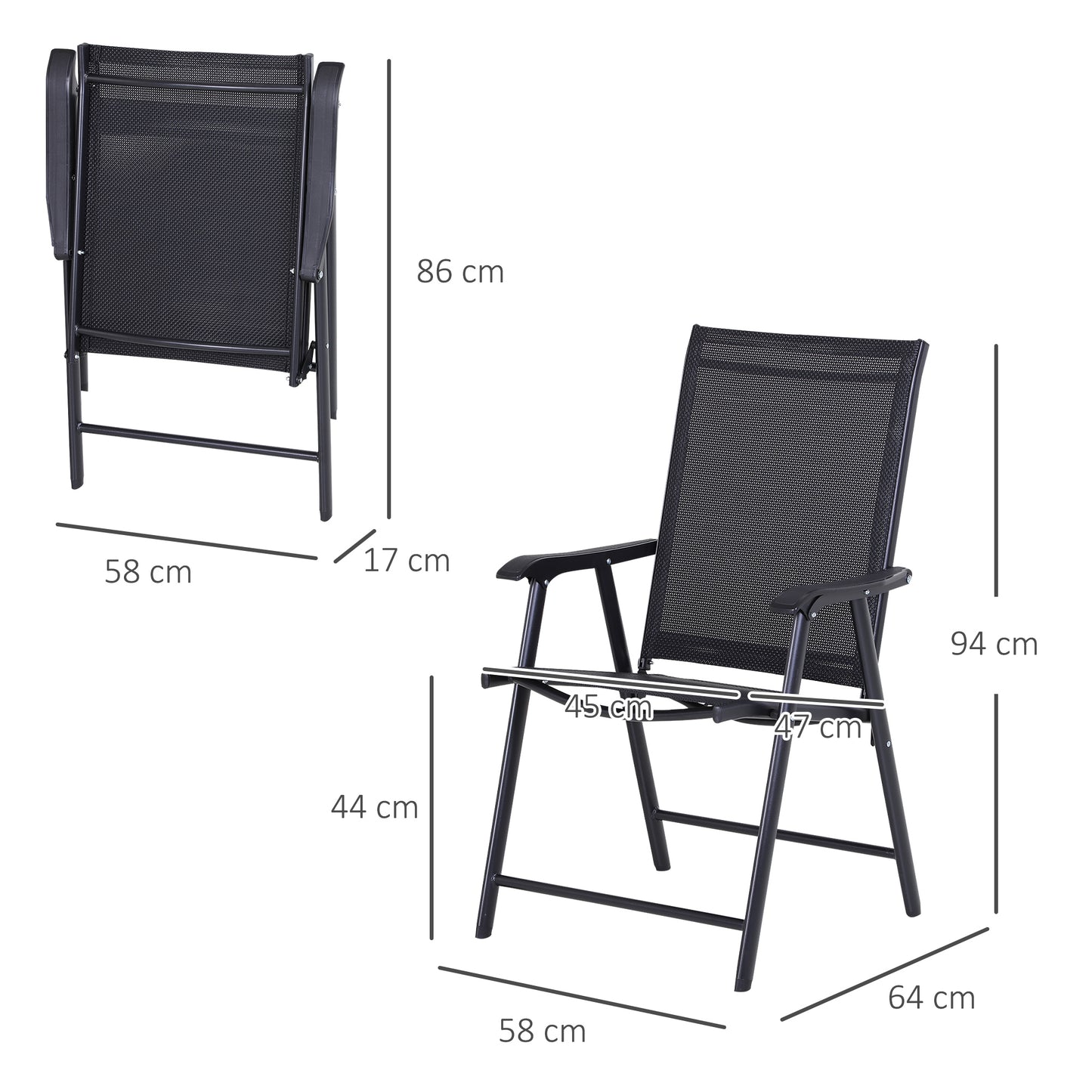 Outsunny Conjunto De 2 Sillas Plegables Con Reposabrazos Para Jardín O Terraza_2