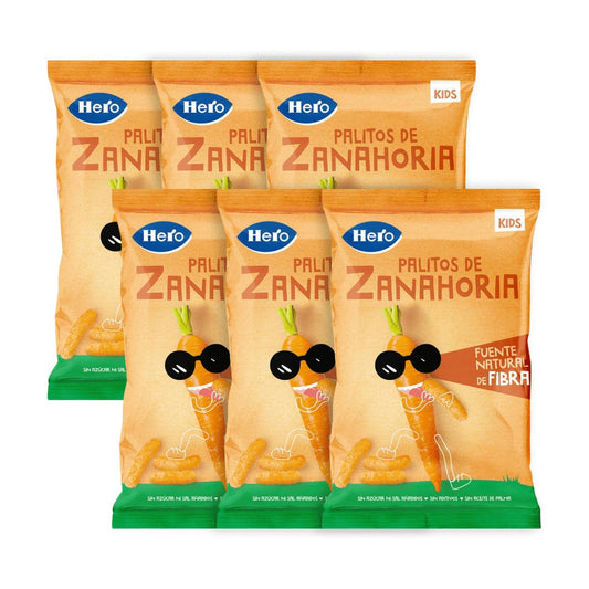 Pack de 6 Palitos de Cenoura 30 g - Hero Kids