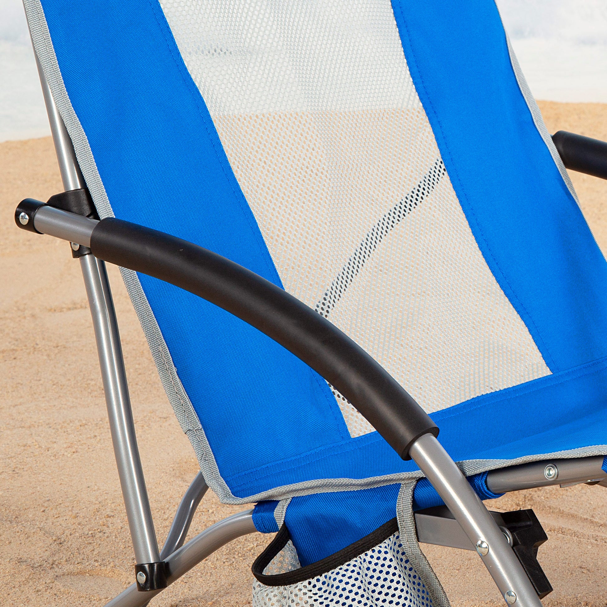 Aktive Pack 4 Sillas Plegables Playa 50x51x67 Cm Azul Con Bolsillo_5