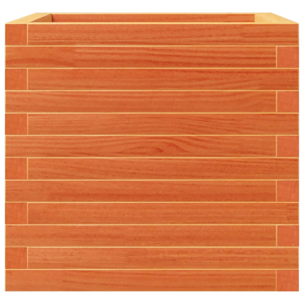 Jardinera Exterior Madera Maciza Pino Marrón Cera 50x50x46 Cm_5