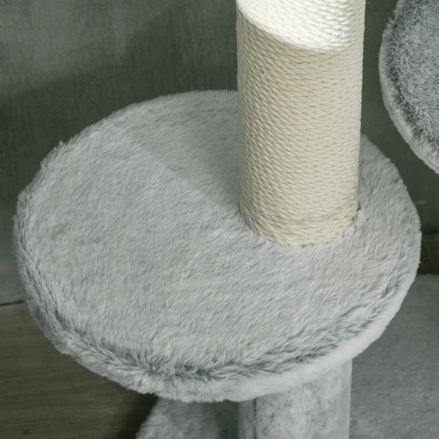 Pawhut Árbol Rascador Para Gatos De Suelo A Techo Ajustable Ø60x225-255 Cm Gris_4