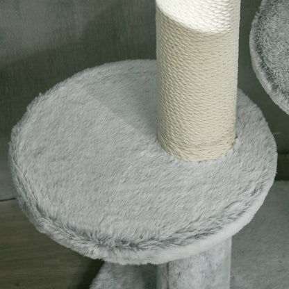 Pawhut Árbol Rascador Para Gatos De Suelo A Techo Ajustable Ø60x225-255 Cm Gris_4
