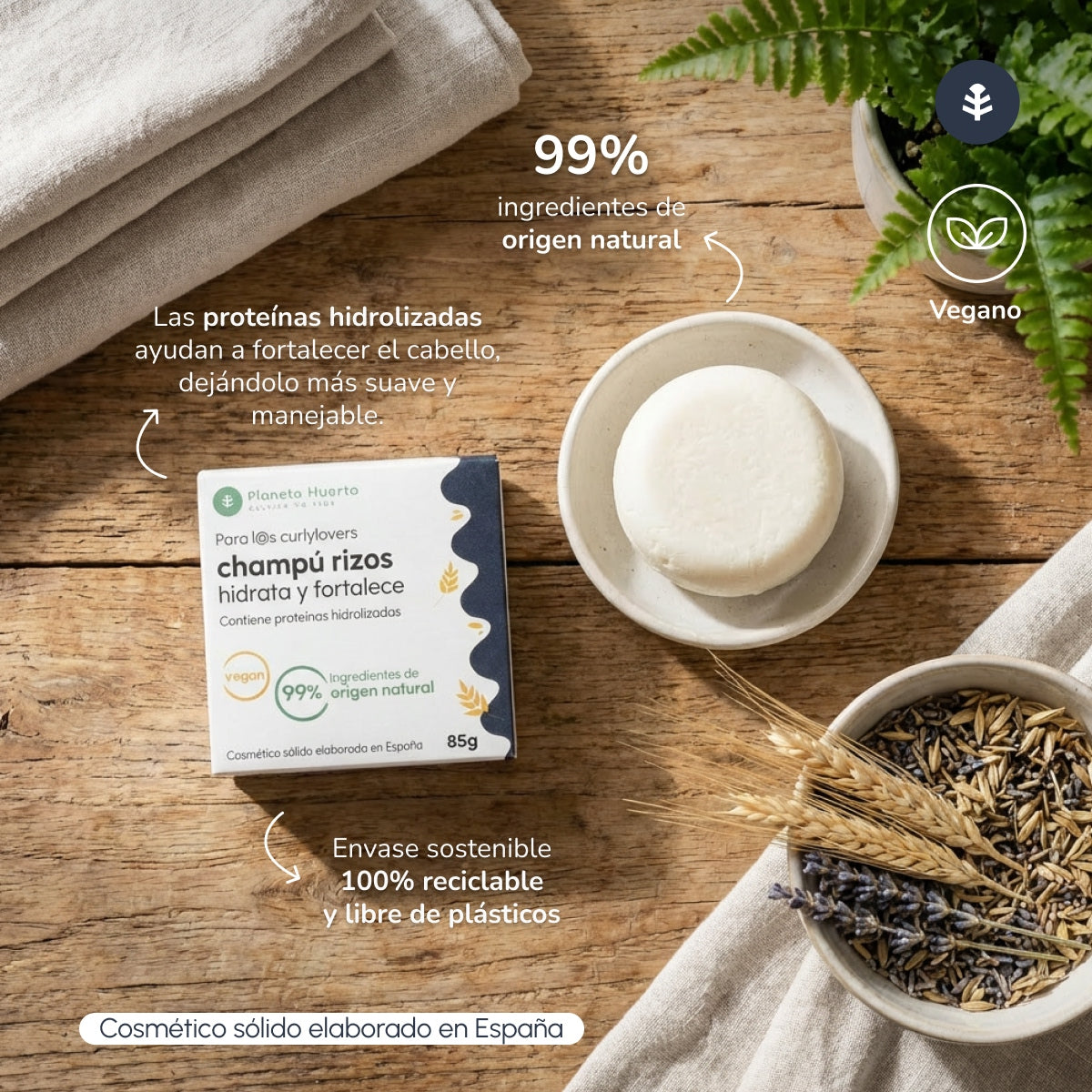 Champô Sólido Curly Method com Proteína Hidrolisada Planeta Huerto 85 gr