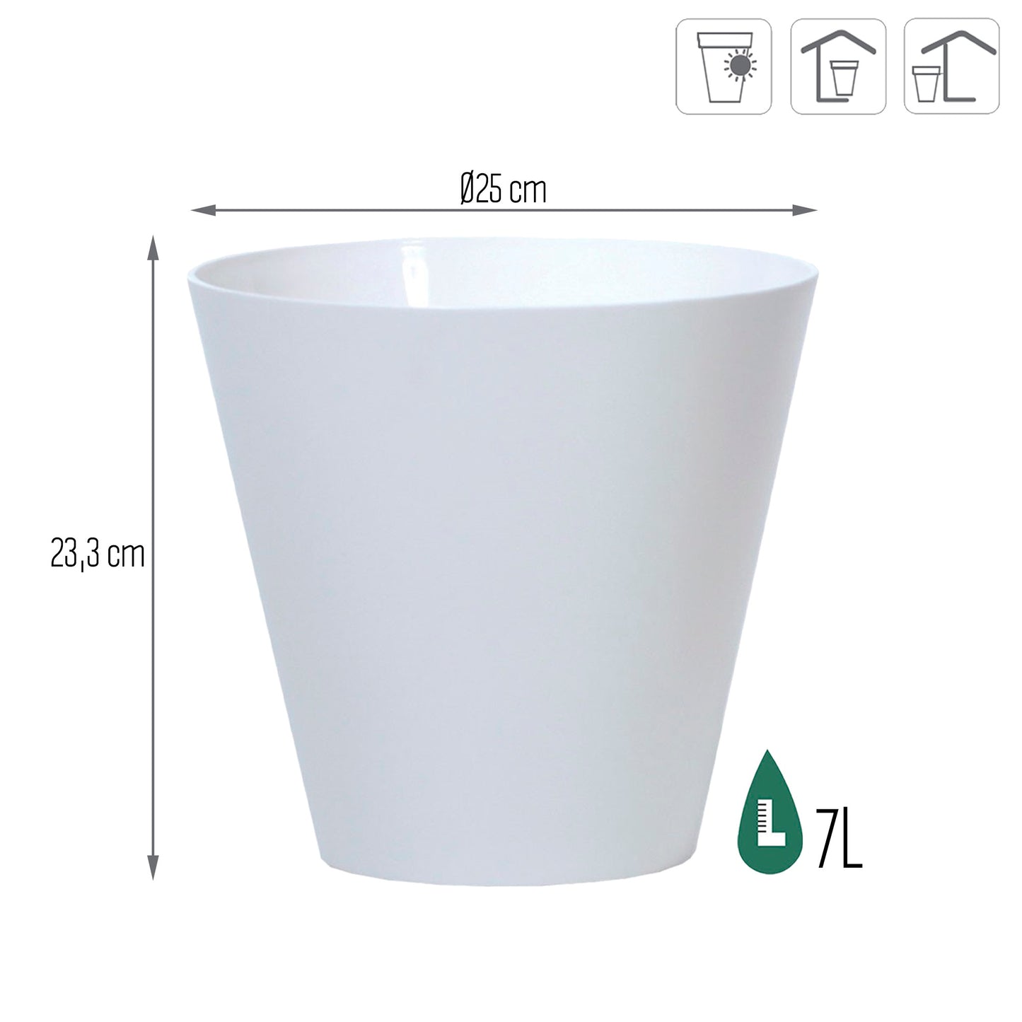 Maceta Tubus 7l., Dimensiones (mm) 250x250x233, Color Blanco