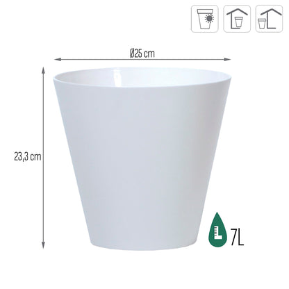 Maceta Tubus 7l., Dimensiones (mm) 250x250x233, Color Blanco
