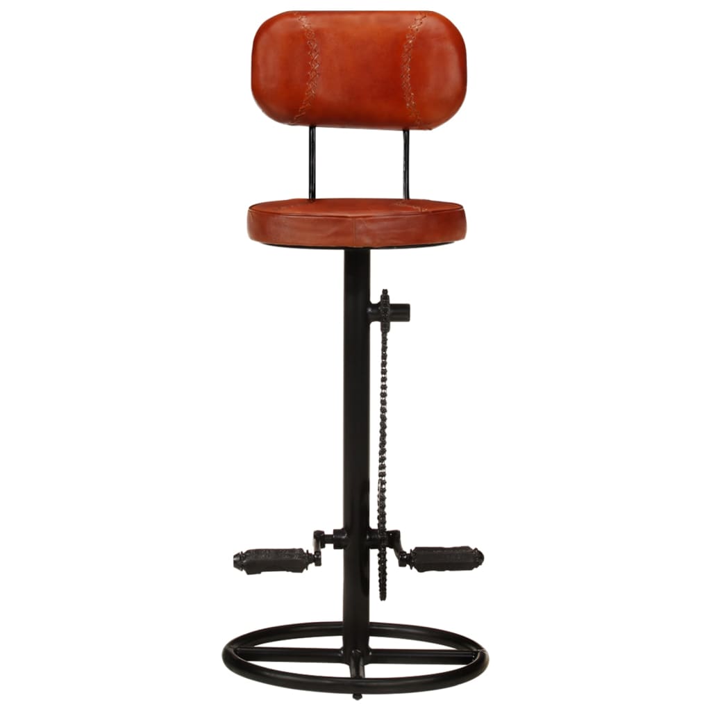 Taburetes De Cocina 2 Uds Piel Cabra Auténtica Negro Y Marrón_1