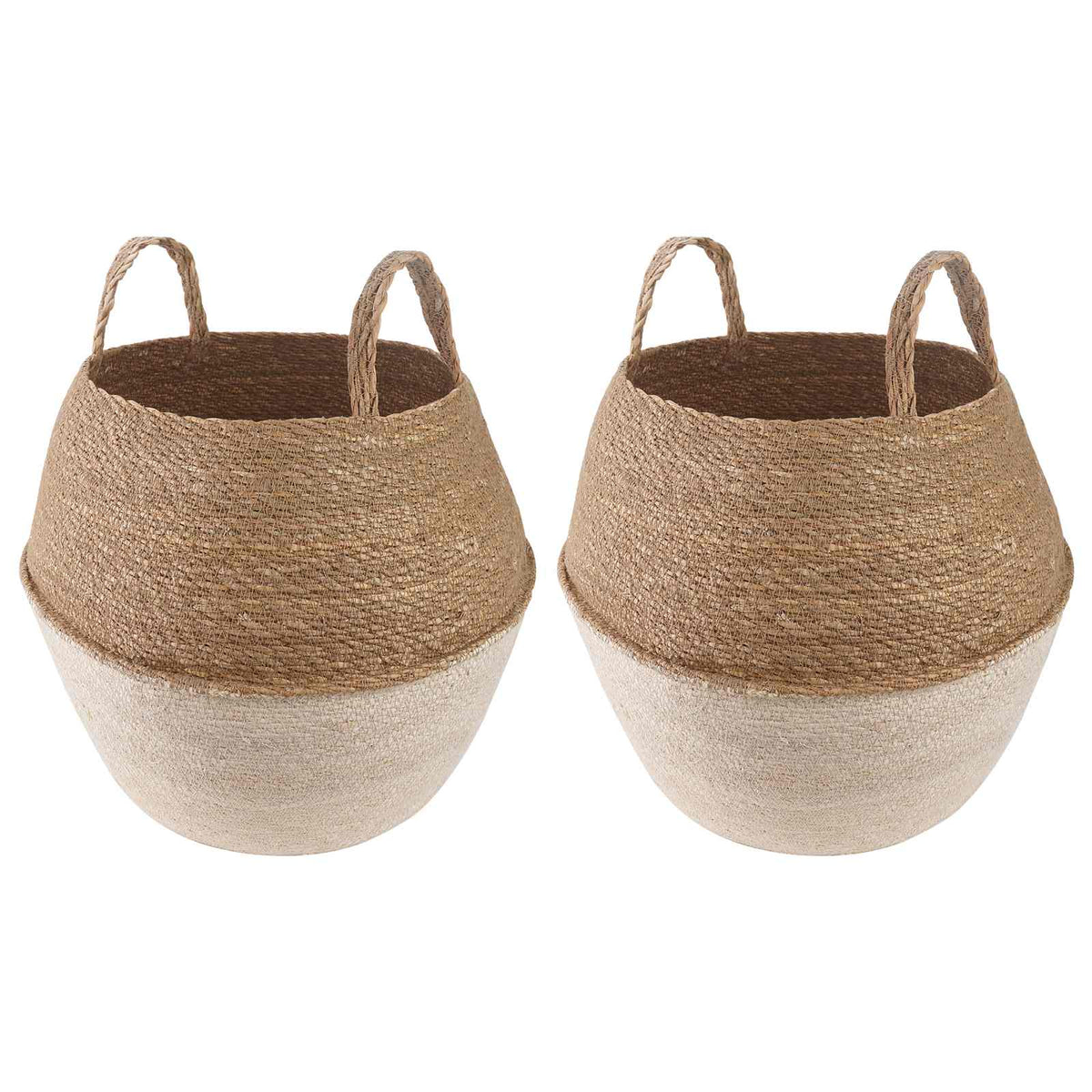 Maceta Con Asas 2 Uds. Blanco Ø 32 X 32 Cm 100% Hierba Marina_0