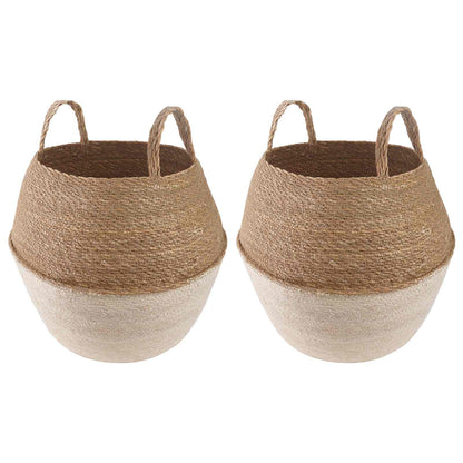 Maceta Con Asas 2 Uds. Blanco Ø 32 X 32 Cm 100% Hierba Marina_0