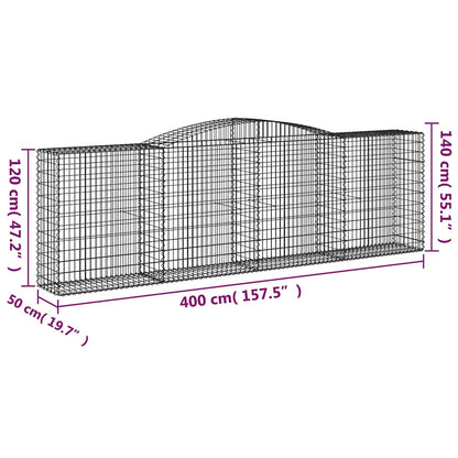 Cestas De Gaviones 6 Uds Forma De Arco Hierro 400x50x120/140 Cm_5