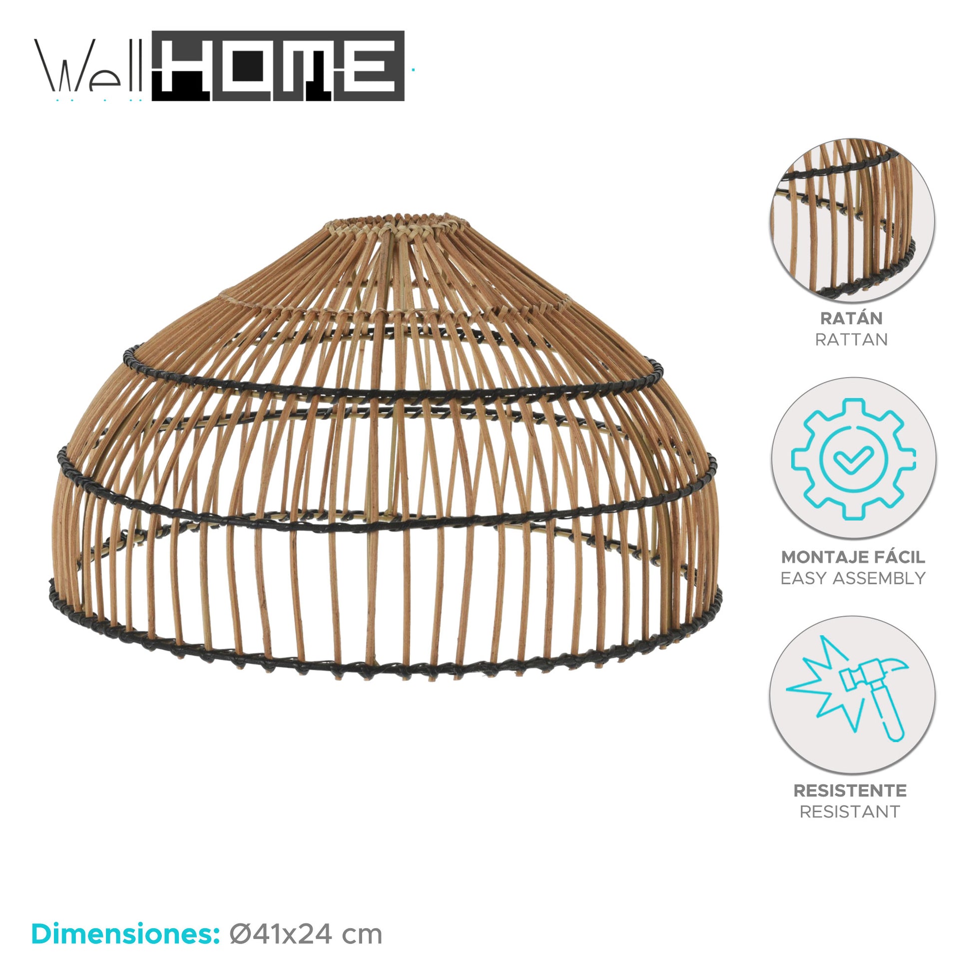 Well Home Pantalla Para Lámpara En Ratán Ø41xh24cm_1