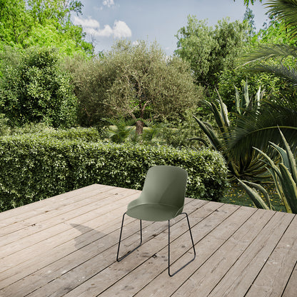 Lote De 2 Sillas De Jardín De Polipropileno Verde Caqui Paros - Patas De Metal - Apilables 47x53xh75,5cm_3